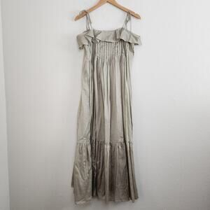 Three Graces London Sage Green Cotton Longline Maxi Tent Dress